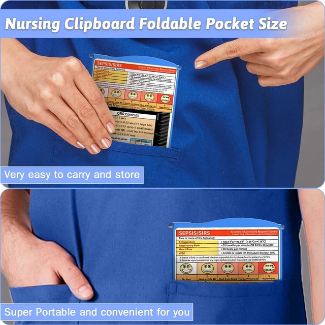 Alt view image 2 of 7 - Nursing Clipboard Foldable Clipboard Medical: Edition Cheat Sheets Aluminum 3 Layers Foldable Clipboards Nursing Pocket Size Profile Clip Nurse Clipboards Notepad for Nurses Students and Doctors