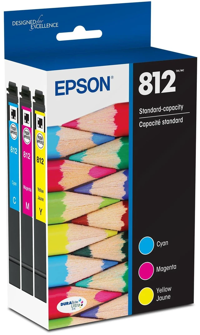 Main image of 812 Genuine Ink Standard Capacity 3 Color Combo Pack T812520 Works With WorkForce Pro WF-7310 WF-7820 WF-7840 EC-C7000 Printers