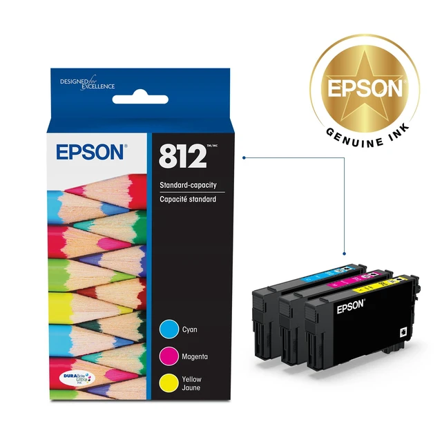 Alt view image 2 of 6 - 812 Genuine Ink Standard Capacity 3 Color Combo Pack T812520 Works With WorkForce Pro WF-7310 WF-7820 WF-7840 EC-C7000 Printers