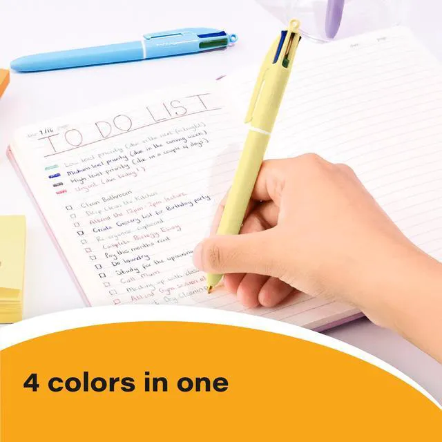 Alt view image 5 of 7 - 4 Color Pastel Ballpoint Pen with 1.0 mm Medium Point, 12-Count 1.0 Mm Tip Size | Retractable Design | Smooth Writing Experience | Ideal for School or Office Use