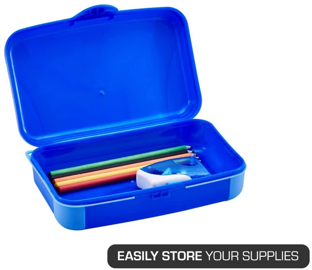 Alt view image 4 of 6 - by Bostitch Hard Pencil Case, Durable Plastic Pencil Box, Kid-Friendly Colors in Blue & Turquoise, 2-Pack