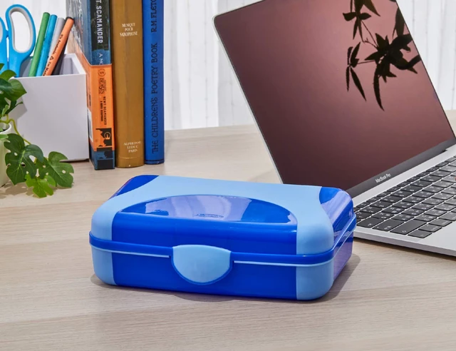 Alt view image 5 of 6 - by Bostitch Hard Pencil Case, Durable Plastic Pencil Box, Kid-Friendly Colors in Blue & Turquoise, 2-Pack
