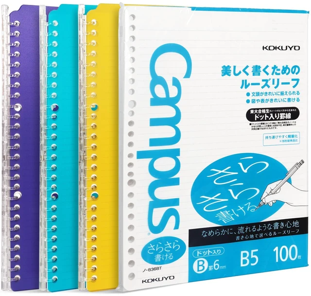 Main image of Campus 3 Pack Spiral Binder Notebooks, B5 Refillable Notebooks Smart Ring Binder 25 Sheets Capacity Each, with 100 Sheets 6mm Dot Ruled Filler Paper, Ideal for Work, Study & Journal, Lemon Mix
