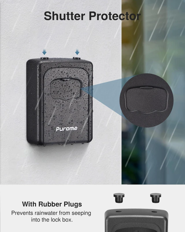 Alt view image 7 of 7 - Key Lock Box Large with Code Lockbox Outdoor Wall Mount 4 Black Resettable Combination, For Guest Realtor & House Outside, High-capacity, Hold 5 Keys, Portable, Doorknob, Weatherproof