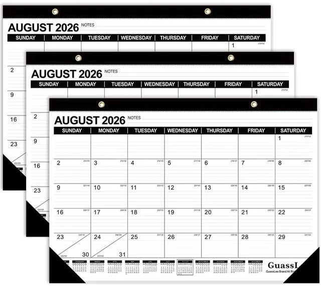 Main image of 3 Pack Desk Calendar 2026-2027 - 19 Months Academic Calendar 17" × 11.5" Desktop Calendar from Jun. 2026 to Dec. 2027 with Julian Date for Home School Office Desk Top Organizing
