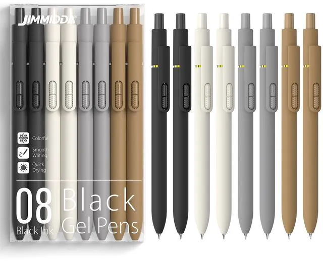 Main image of 0.7mm Gel Pens Black Ink, 8 Pack Retractable Pens with Fidget Clip Medium Point Smooth Writing, Quick-Drying, No Smudges, Stress Relief, Journaling, Note Taking, School, Office, Student/Adults
