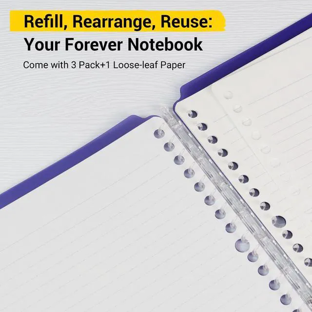 Alt view image 2 of 6 - Campus 3 Pack Spiral Binder Notebooks, B5 Refillable Notebooks Smart Ring Binder 25 Sheets Capacity Each, with 100 Sheets 6mm Dot Ruled Filler Paper, Ideal for Work, Study & Journal, Lemon Mix
