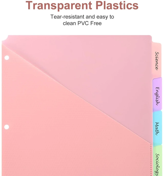 Alt view image 4 of 6 - 5 Tabs Dividers with Pockets for 3 Ring Binder, 5 Counts Binder Dividers for US Letter Size, Binder Dividers with Tabs for School Office Organization(XY025) (12)
