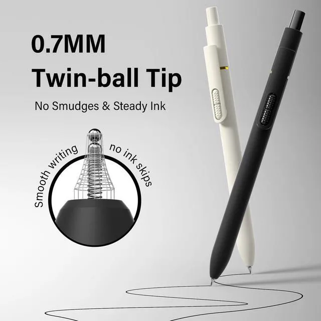 Alt view image 3 of 7 - 0.7mm Gel Pens Black Ink, 8 Pack Retractable Pens with Fidget Clip Medium Point Smooth Writing, Quick-Drying, No Smudges, Stress Relief, Journaling, Note Taking, School, Office, Student/Adults