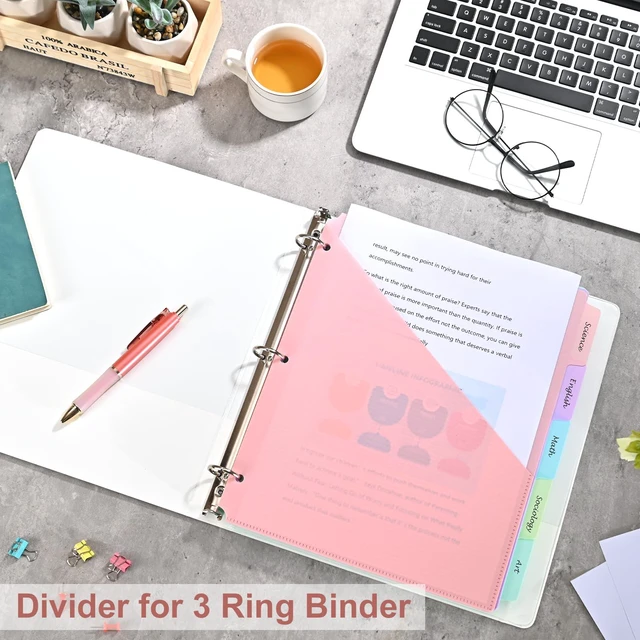 Alt view image 6 of 6 - 5 Tabs Dividers with Pockets for 3 Ring Binder, 5 Counts Binder Dividers for US Letter Size, Binder Dividers with Tabs for School Office Organization(XY025) (12)
