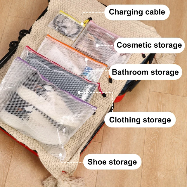 Alt view image 5 of 6 - 64pcs Mesh Zipper Pouch Bags, 8 Sizes Plastic Bags, 15 Colors Waterproof Pouches with Slide Fastener for Organization, Multipurpose for Travel, Office and Home Organization