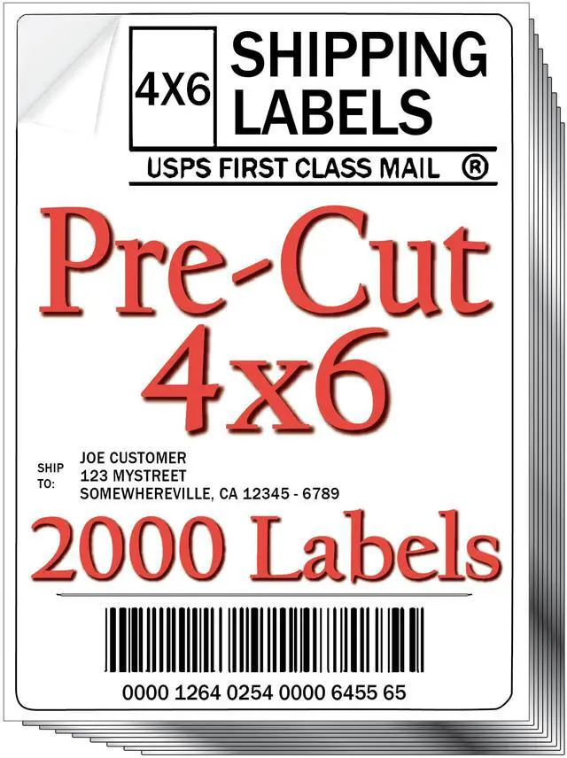 Main image of Pre-Cut 4x6 Shipping Labels | Work on Most Inkjet and Laser Printers | Just Load & Print | USPS UPS FedEx for Home Printers | 2000 Pack
