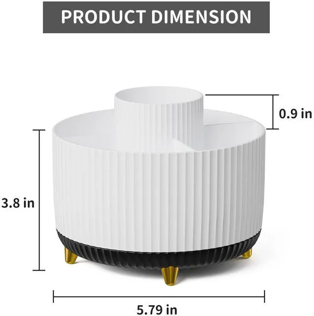 Alt view image 5 of 7 - Desk Organizer, 360-Degree Rotating Pen Holder, Desk Organizers and Accessories with 5 Compartments Pencil Holder, Art Supply Storage Box Caddy for Office, Home (White+Black)