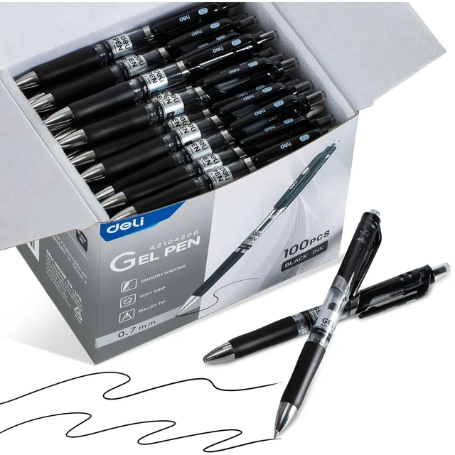 Main image of Gel Pens, 100 Pcs Retractable Pens Black Ink, Medium Point Pen 0.7mm Smooth Writing, Fast Dry, No Bleed for Journaling Note Taking, Home School Office Supplies