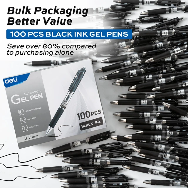 Alt view image 2 of 7 - Gel Pens, 100 Pcs Retractable Pens Black Ink, Medium Point Pen 0.7mm Smooth Writing, Fast Dry, No Bleed for Journaling Note Taking, Home School Office Supplies