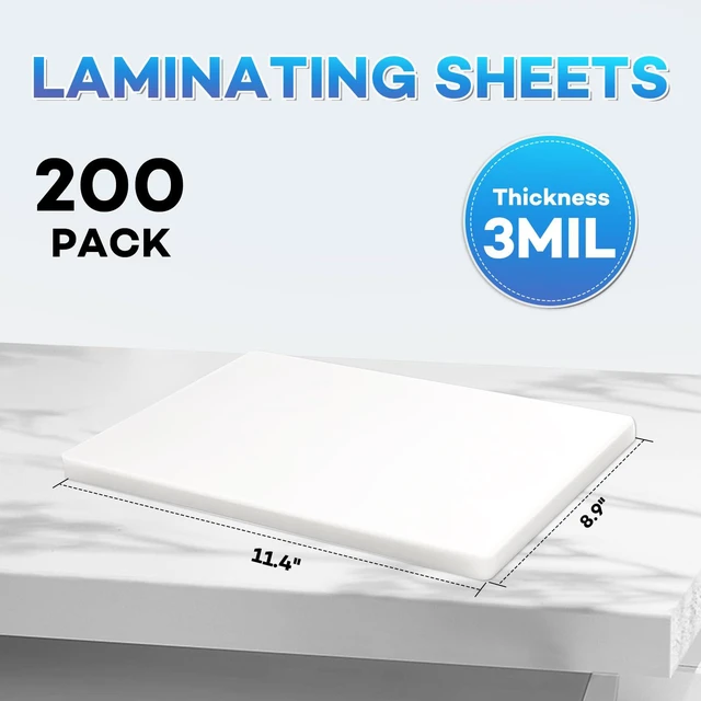 Alt view image 2 of 7 - Laminating Sheets,200 Pack,3 mil,8.9x11.4,Thermal Pouches Thermal Laminating Pouches, Clear, Letter Size, 8.9 x 11.4 Inches, 3 mil, Office & School Supplies, 200 Pack