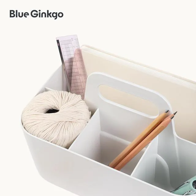 Alt view image 7 of 7 - Stackable Organizer Caddy, Rectangle, White, Made in Korea Portable. Adjustable. Home, Office & School Storage