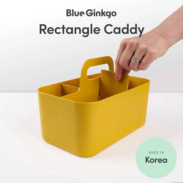 Alt view image 2 of 7 - Stackable Organizer Caddy, Rectangle, Yellow, Made in Korea Portable. Adjustable. Home, Office & School Storage