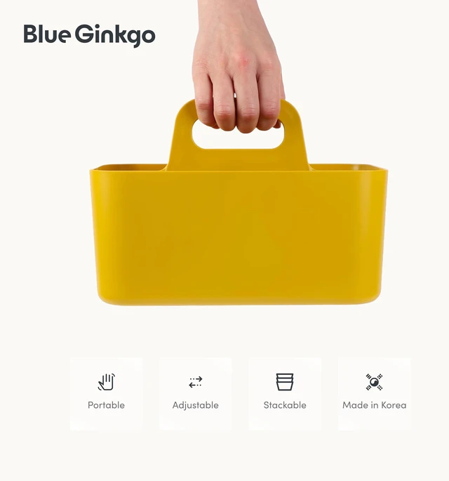 Alt view image 5 of 7 - Stackable Organizer Caddy, Rectangle, Yellow, Made in Korea Portable. Adjustable. Home, Office & School Storage