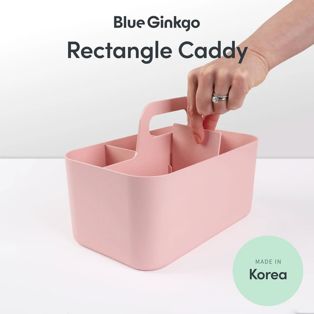 Alt view image 2 of 7 - Stackable Organizer Caddy, Rectangle, Pink, Made in Korea Portable. Adjustable. Home, Office & School Storage
