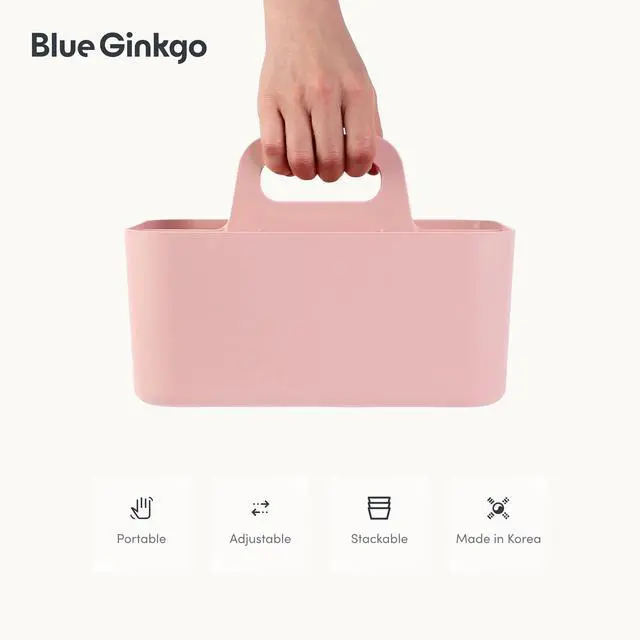 Alt view image 5 of 7 - Stackable Organizer Caddy, Rectangle, Pink, Made in Korea Portable. Adjustable. Home, Office & School Storage