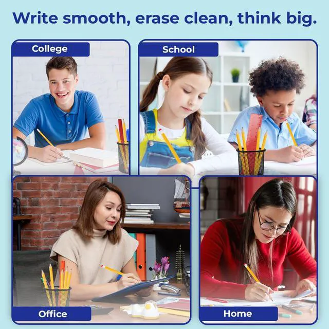 Alt view image 4 of 7 - Pencils Bulk, 365 Pack, Pre Sharpened #2, Pencils With Top Erasers Easy Hold Grip With Erasers On Top, Sharpened #2 HB for Effortless Writing, Ideal for Classroom and Back to School Supplies