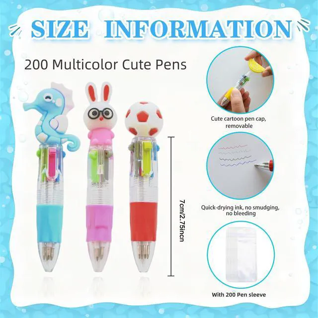 Alt view image 2 of 7 - 400 PCS Multicolor Pen Set 200 Cute Pens Bulk with 200 Pen Bags, Fun Pens for Party Favors, Christmas, Birthday, Kawaii Stationery for Student Prizes, Gifts Bulk for Friends