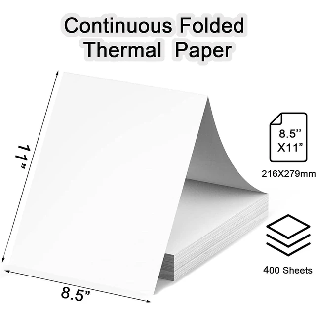 Alt view image 4 of 7 - 400Pcs Fanfold Thermal Printer Paper 8.5 x 11 Inch for Inkless Printers BPA-Free Thermal Printer Paper for N80/PD-A4/Most Portable Printers, Quick-Dry Fanfold Thermal Paper for Home,Outdoor,Travel