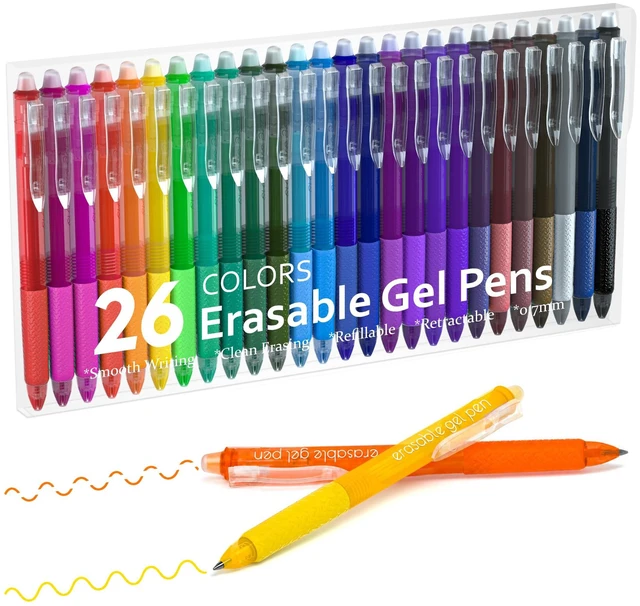 Main image of Erasable Gel Pens, 26 Colors Retractable Erasable Pens Clicker for Back to School, Fine Point, Make Mistakes Disappear, Assorted Color Inks for Drawing Writing Planner and Crossword Puzzles