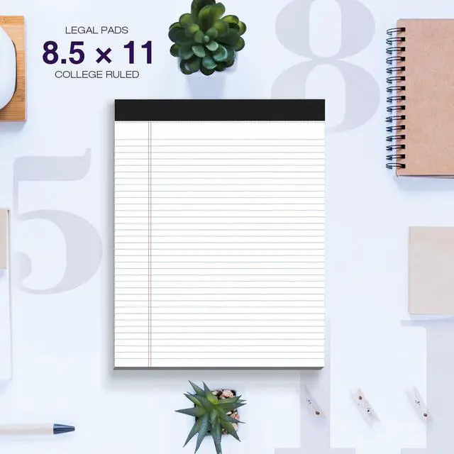 Alt view image 6 of 7 - 6 Pack Legal Pads 8.5 x 11 College Ruled 300 Sheets Note Pads 8.5 x 11 Notepads Perforated Writing Pads 8.5 x 11 Pads of Paper Lined White Paper, 50 Sheets per Notebook for Office & School Supplies