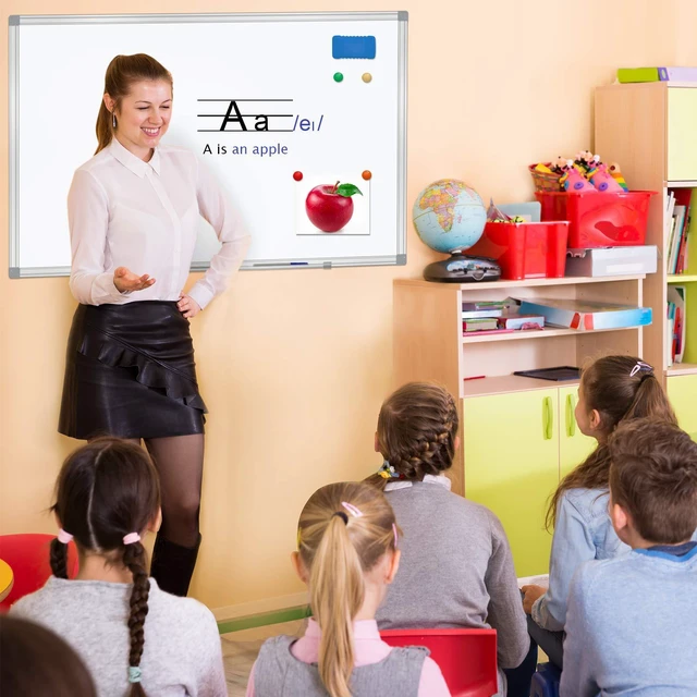 Alt view image 5 of 7 - White Board 36" x 24" Dry Erase Board for Wall Whiteboard 3' x 2' (2 Pack) Magnetic Presentation Board with Long Pen Tray, Wall-Mounted White Boards for Home, Office and School