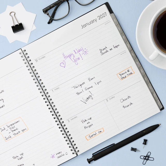 Alt view image 2 of 7 - 2027 Weekly and Monthly Planner Calendar, Includes January 2027 - December 2027, 8.5" x 11", Flexible Cover, Wirebound, Laminated Tabs, Storage Pocket, Enterprise (Pack of 2)