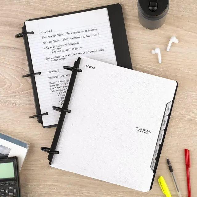 Alt view image 6 of 7 - Flex Refillable Notebook + Study App, College Ruled Paper and 1-1/2 Inch TechLock Ring Binder with Pockets, Tabs and Dividers, 300 Sheet Capacity, White (29324AE2)