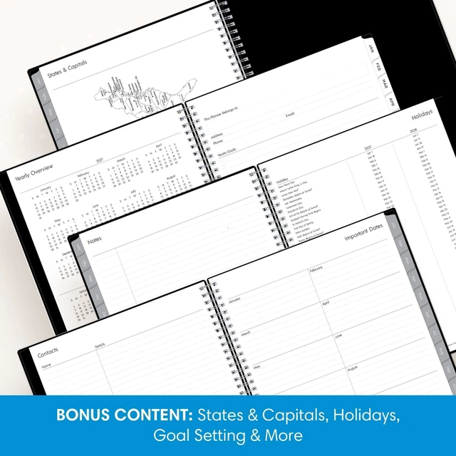 Alt view image 5 of 7 - 2027 Weekly and Monthly Planner Calendar, Includes January 2027 - December 2027, 8.5" x 11", Flexible Cover, Wirebound, Laminated Tabs, Storage Pocket, Enterprise (Pack of 2)