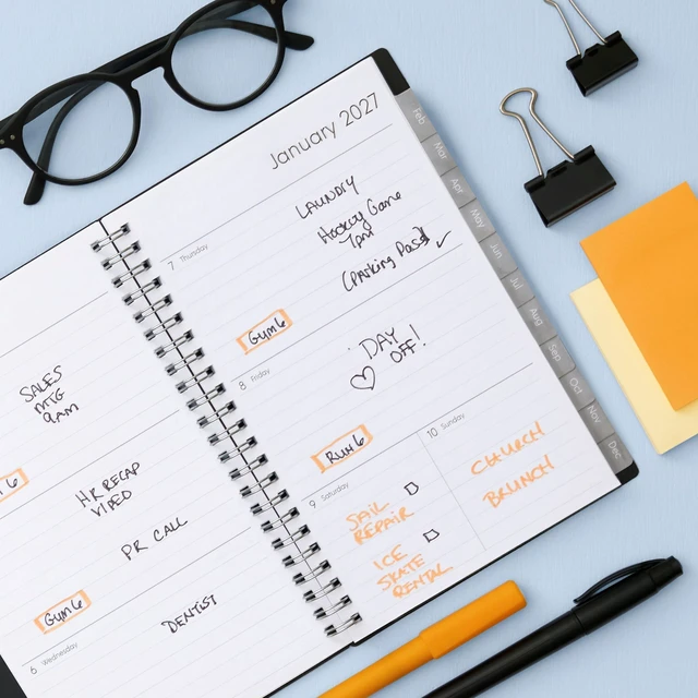Alt view image 2 of 7 - 2027 Weekly and Monthly Planner Calendar, Includes January 2027 - December 2027, 5" x 8", Flexible Cover, Wirebound, Laminated Tabs, Enterprise (Pack of 3)