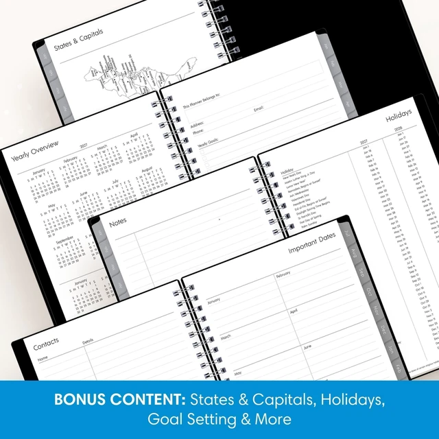 Alt view image 5 of 7 - 2027 Weekly and Monthly Planner Calendar, Includes January 2027 - December 2027, 5" x 8", Flexible Cover, Wirebound, Laminated Tabs, Enterprise (Pack of 3)