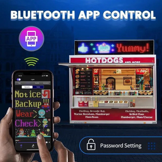 Alt view image 5 of 6 - Large Programmable LED Sign, 37''x8'' Flexible Indoor LED Store Sign with Remote, Scrolling Bluetooth APP Control Custom Text Pattern Animation digital Display for Store School Hotel