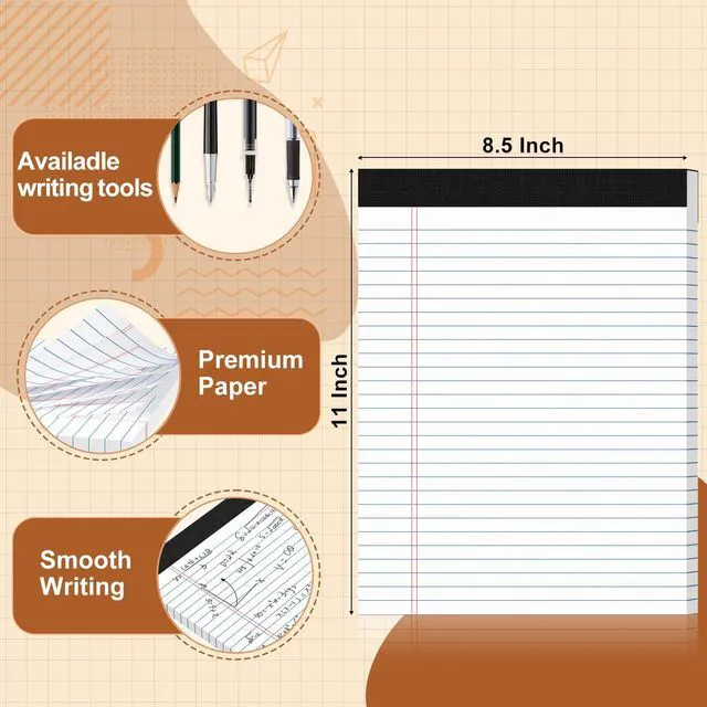 Alt view image 3 of 6 - Legal Pads 8.5 X11, Narrow Ruled Notepads, 24 Pack, 50 Sheet/Pad White Legal Pads, Tear Off Notepad, Perforated Writing Pad, Notebook Paper College Ruled, Notepads For Office Home School