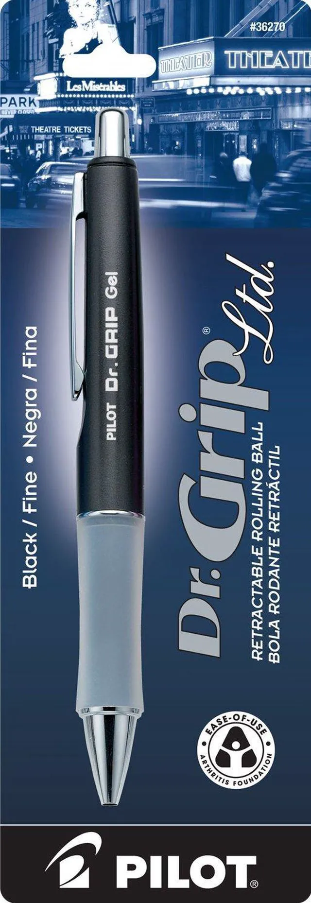 Alt view image 2 of 4 - Gel Pen, Fine Point, Charcoal Gray | Black Ink | Retractable | Metallic Barrel | Pack of 2