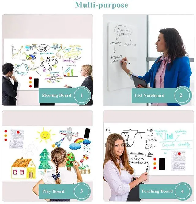 Alt view image 3 of 7 - Huge Self-Adhesive Whiteboard Sticker: Keep Team Projects on Track Peel-and-Stick Dry Erase Wall Decal with No-Ghosting Surface - 72" x 40" Magnet-Receptive Timeline Planner for Offices