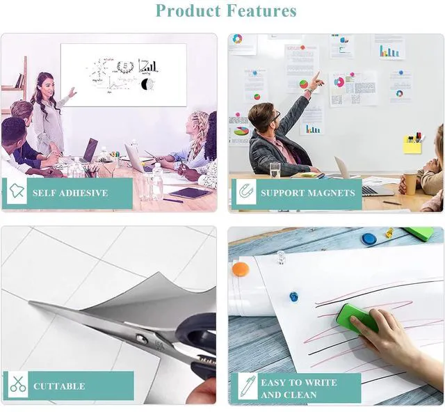 Alt view image 4 of 7 - Huge Self-Adhesive Whiteboard Sticker: Keep Team Projects on Track Peel-and-Stick Dry Erase Wall Decal with No-Ghosting Surface - 72" x 40" Magnet-Receptive Timeline Planner for Offices