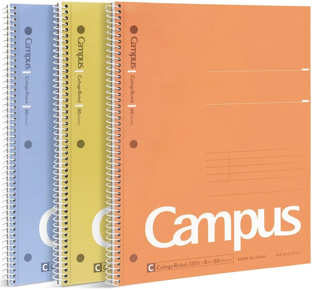 Main image of Spiral Notebooks, 3 Pack 10-1/2" x 8" Lined Notebook College Ruled Campus Subject Notebooks, 80 Sheets, 3 Holes School Japanese Ring Journal for Work Study Note Taking, Yellow Orange Purple