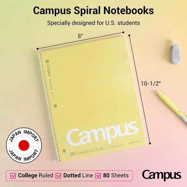 Alt view image 2 of 7 - Spiral Notebooks, 3 Pack 10-1/2" x 8" Lined Notebook College Ruled Campus Subject Notebooks, 80 Sheets, 3 Holes School Japanese Ring Journal for Work Study Note Taking, Yellow Orange Purple