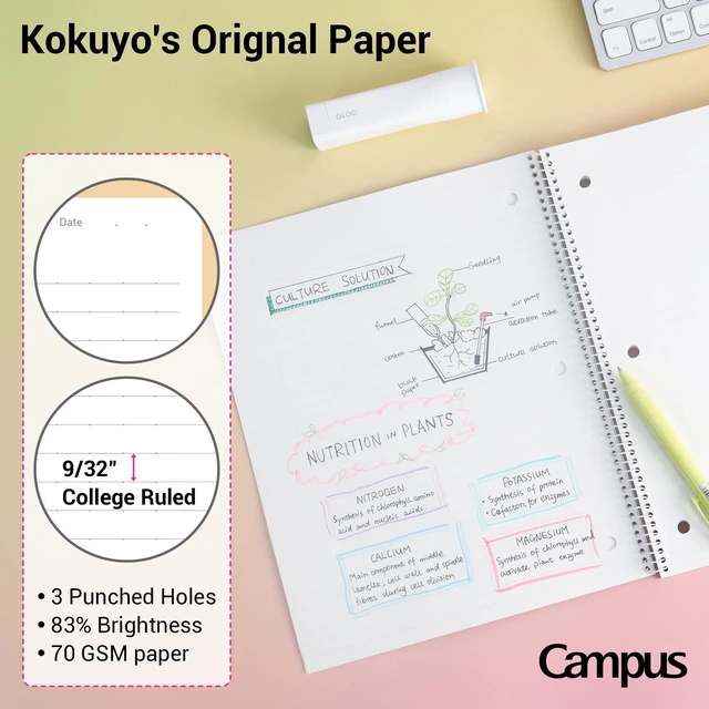 Alt view image 3 of 7 - Spiral Notebooks, 3 Pack 10-1/2" x 8" Lined Notebook College Ruled Campus Subject Notebooks, 80 Sheets, 3 Holes School Japanese Ring Journal for Work Study Note Taking, Yellow Orange Purple