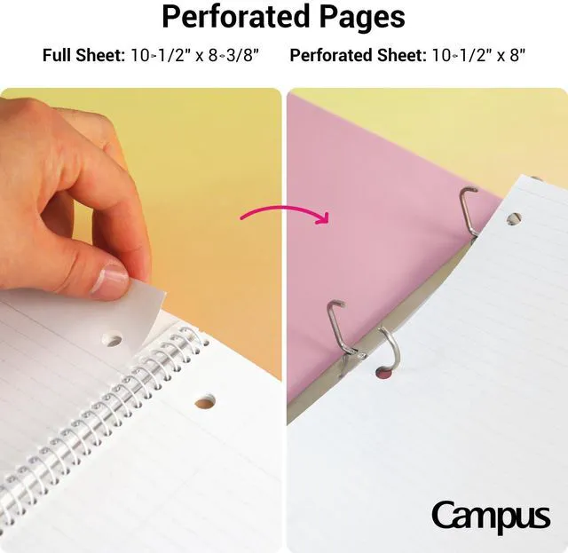 Alt view image 4 of 7 - Spiral Notebooks, 3 Pack 10-1/2" x 8" Lined Notebook College Ruled Campus Subject Notebooks, 80 Sheets, 3 Holes School Japanese Ring Journal for Work Study Note Taking, Yellow Orange Purple