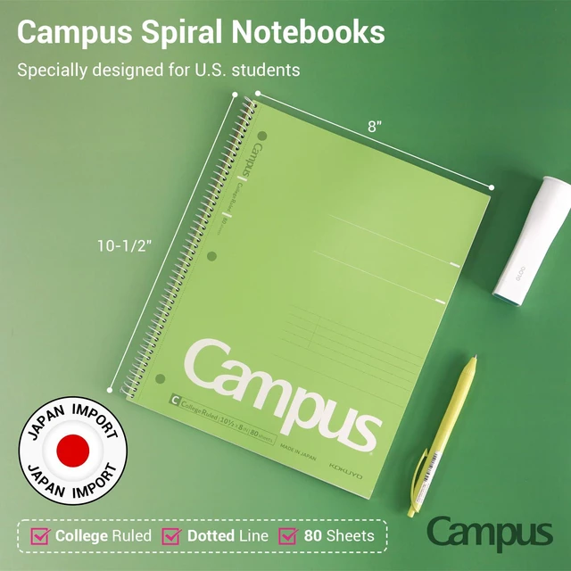 Alt view image 2 of 7 - Spiral Notebooks, 3 Pack 10-1/2" x 8" Lined Notebook College Ruled Campus Subject Notebooks, 80 Sheets, 3 Holes School Japanese Ring Journal for Work Study Note Taking, Pink Blue Green