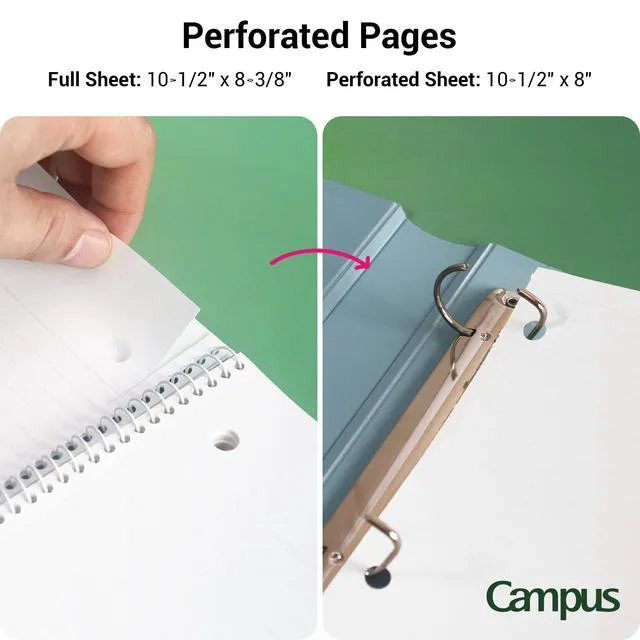 Alt view image 4 of 7 - Spiral Notebooks, 3 Pack 10-1/2" x 8" Lined Notebook College Ruled Campus Subject Notebooks, 80 Sheets, 3 Holes School Japanese Ring Journal for Work Study Note Taking, Pink Blue Green