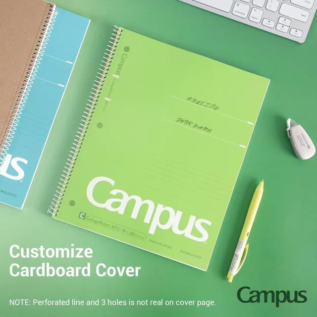 Alt view image 5 of 7 - Spiral Notebooks, 3 Pack 10-1/2" x 8" Lined Notebook College Ruled Campus Subject Notebooks, 80 Sheets, 3 Holes School Japanese Ring Journal for Work Study Note Taking, Pink Blue Green