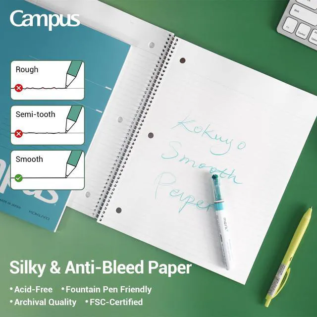 Alt view image 6 of 7 - Spiral Notebooks, 3 Pack 10-1/2" x 8" Lined Notebook College Ruled Campus Subject Notebooks, 80 Sheets, 3 Holes School Japanese Ring Journal for Work Study Note Taking, Pink Blue Green