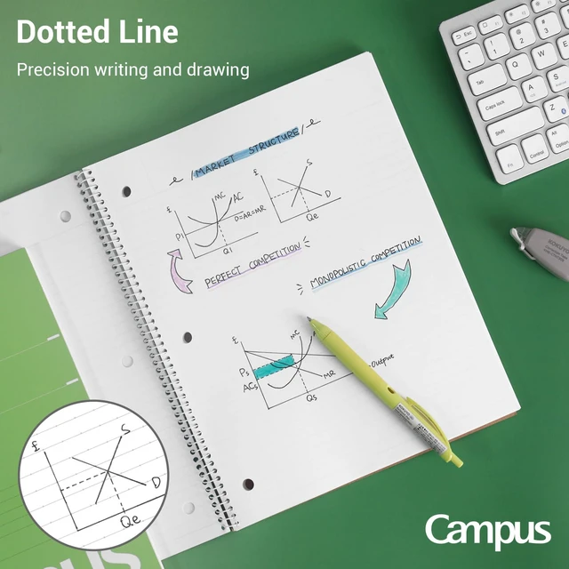 Alt view image 7 of 7 - Spiral Notebooks, 3 Pack 10-1/2" x 8" Lined Notebook College Ruled Campus Subject Notebooks, 80 Sheets, 3 Holes School Japanese Ring Journal for Work Study Note Taking, Pink Blue Green